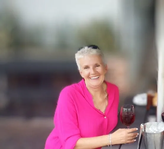 Amanda, silver-haired woman from Cape Town, South Africa, sharing her going-gray story